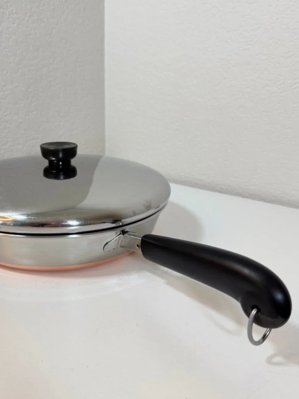 Vintage Revere Ware 10in -90d Skillet Frying Pan 1801 Copper Clad ILL USA w/ Lid